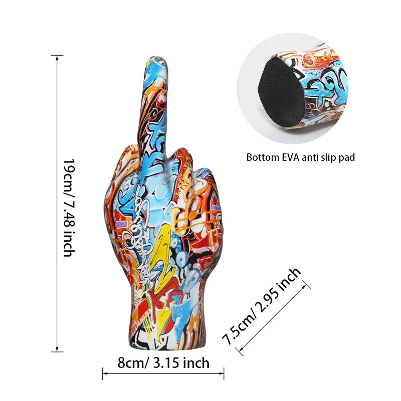 Graffiti Middle Finger Ornament Art And Crafts Resin Gesture Statue Desktop Ring A Living Room Home Decoration